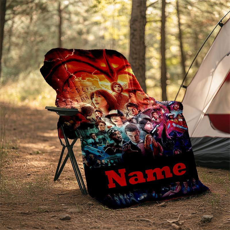 Personalized Custom Name Blanket - Stranger Things Print Design,Blanket for Sofa,Bed,Travel,Camping - Soft and Warm, Great Gift