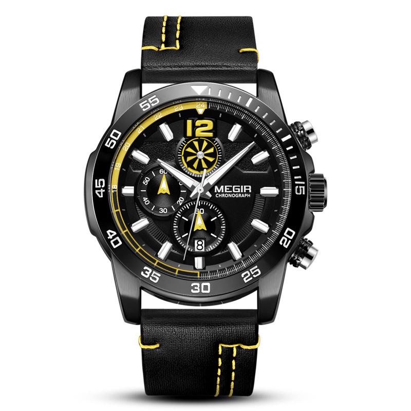 Men'S Watch, Fashion Timing Waterproof Leather Sports Quartz Men'S Watch 2131G