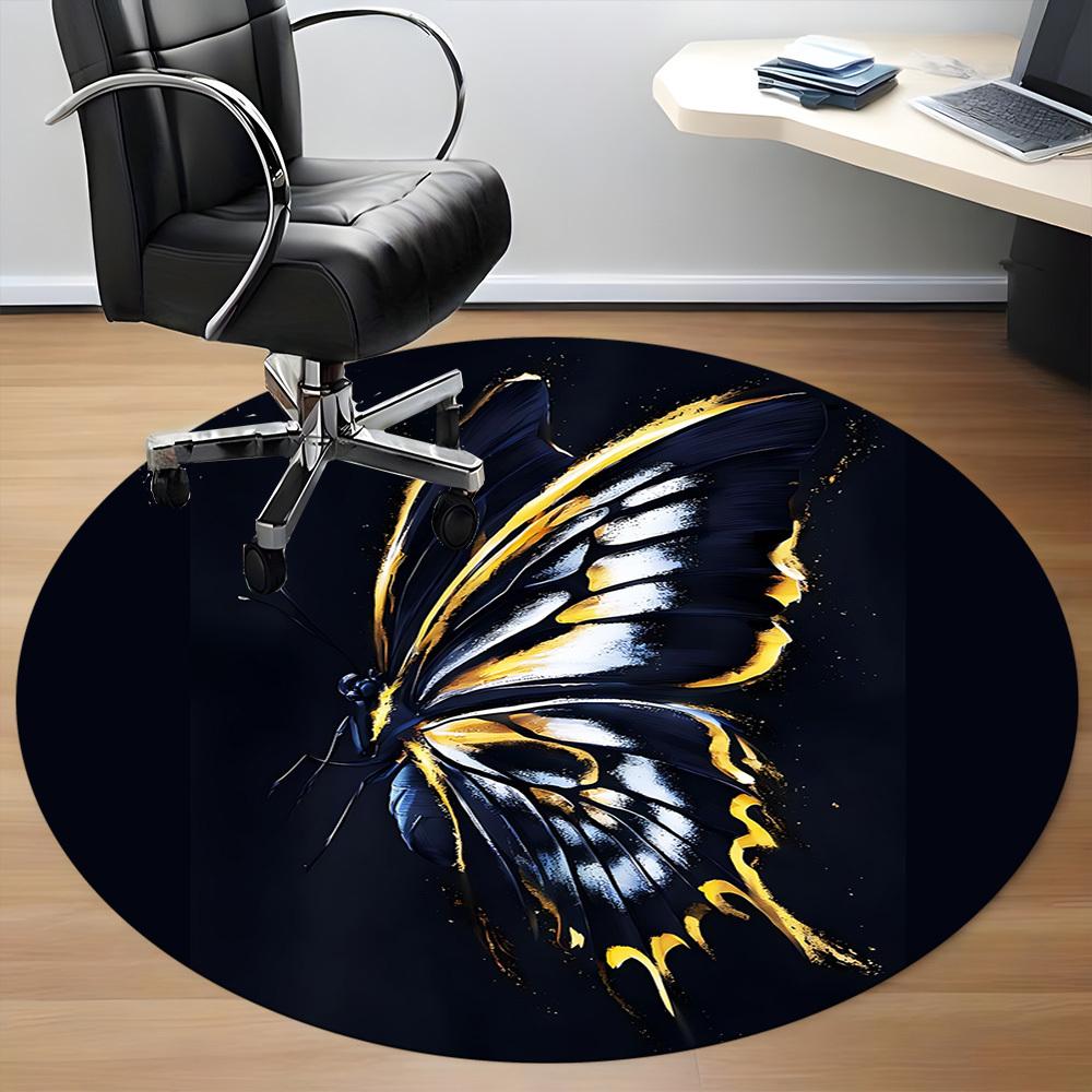 1pc Butterfly Wings Office Round Area Rug, Indoor Mat Suitable For Office, Under Office Chairs Bedroom Living Room Home Decor, Room Deco
