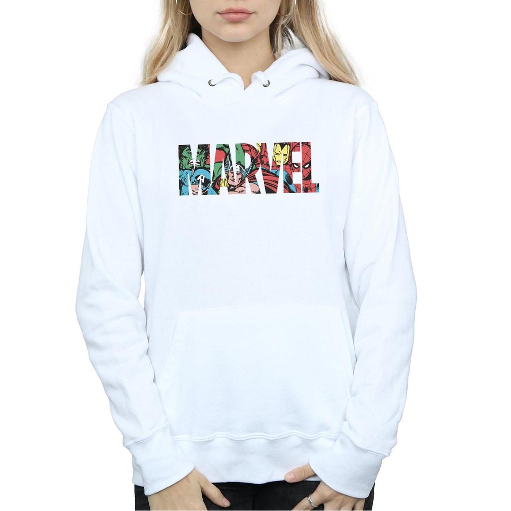 Marvel Comics Женский худи с вставками и логотипом, меланжевый