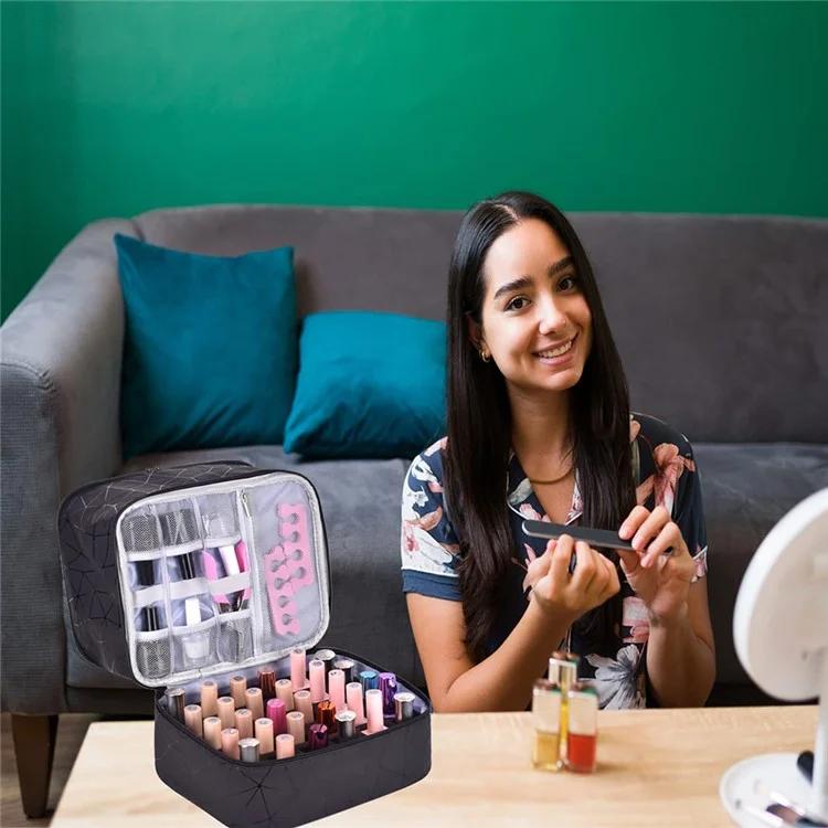 Сумка для хранения лака для ногтей, двухслойная, портативная, органайзер для маникюрных инструментов, сумка-тоут