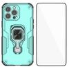 Чехол для телефона iPhone 15 Pro WANLONFENG PC TPU Задняя крышка Подставка со Закаленным стеклом