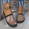Летние новые тапочки с круглым носком, полые, с бриллиантами, летние сексуальные большие модные тапочки с плоской подошвой
