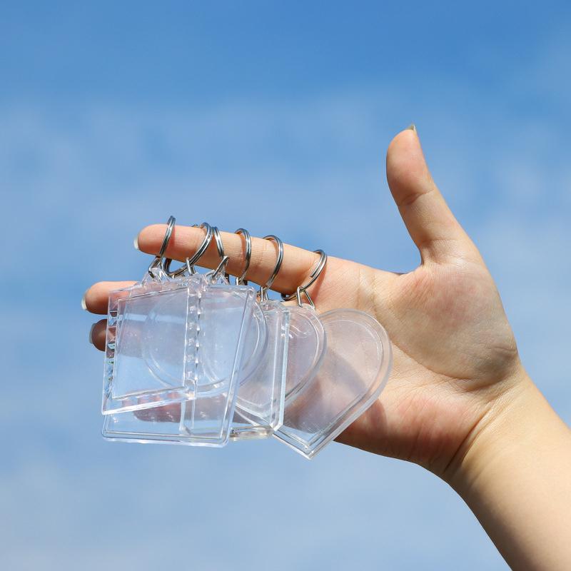 5Pcs Blank Photo Frame Keychain Clear Acrylic Keyring Insert Photo Split Key Pendant Diy Key Holder Couple Anniversary Gifts