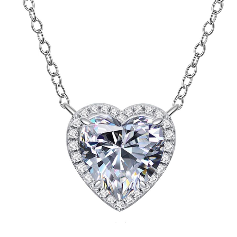 Mode-Herz-Anhänger Halskette mit funkelnden Steinen für Damen Schmuck Geschenk