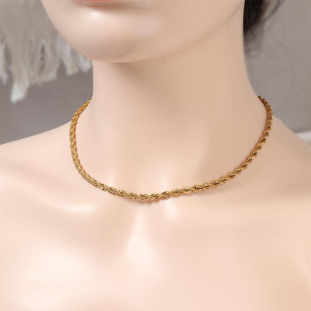 Ожерелье из витой цепи в стиле хип-хоп для мужчин, толщина 2/3/4 мм