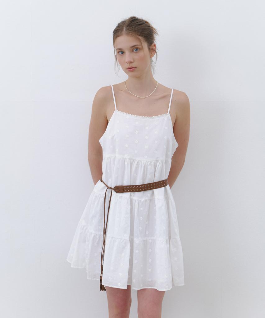 Cluny Cotton Tiered Mini Dress - White