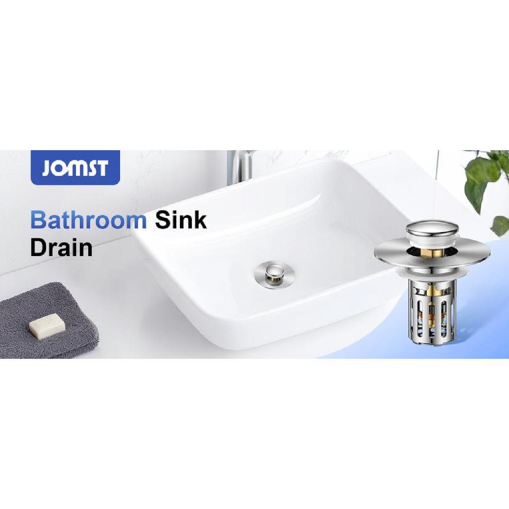JOMST Bath Universal 2-в-1 заглушка для раковины в ванной комнате, выдвижная, со съемным фильтром из нержавеющей стали, препятствующим засорению, заглушка для слива волос, против запаха