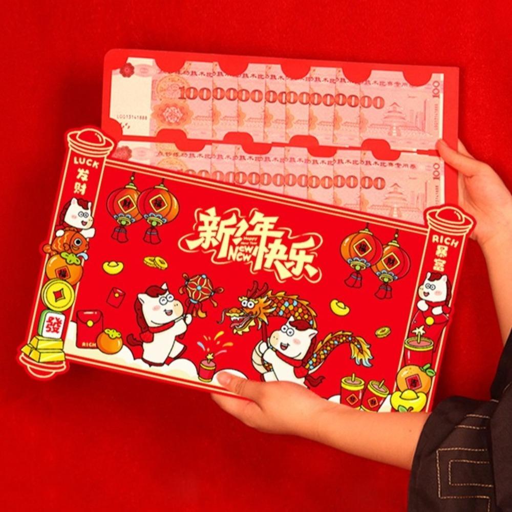 Traditional 2026 Horse Year Red Envelope Cartoon Lucky Red Pockets Birthday Celebration
