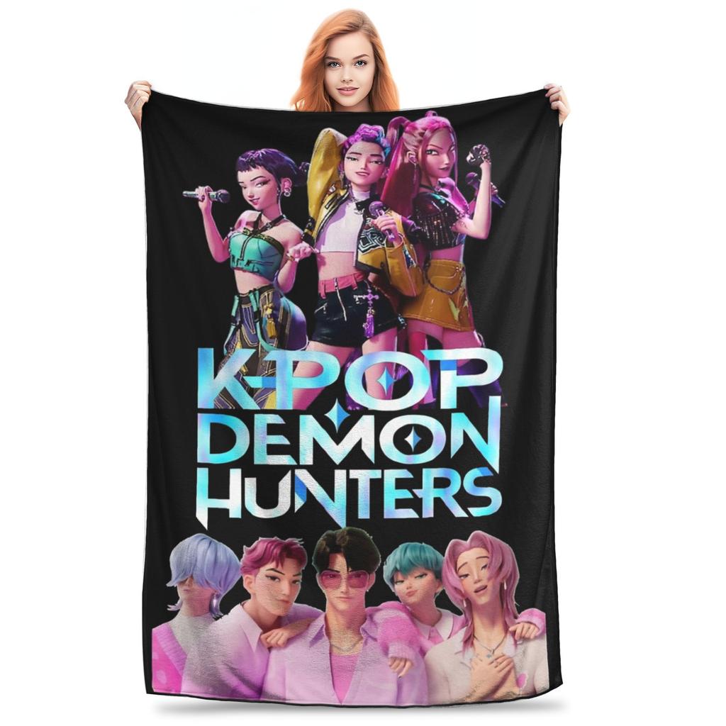 Kpop Охотники на демонов Huntrix Кино Одеяло Сверхмягкие Пледы для дивана 50x60 дюймов Разных размеров Постельные пледы