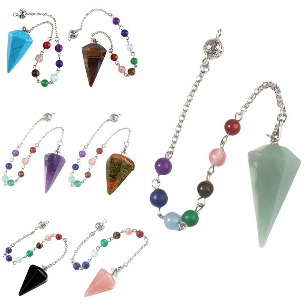 Cone Shape Healing Crystal Pendant Rainbow Color Natural Crystal Necklace Energy Healing