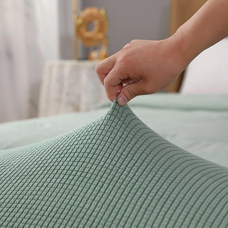 Solid Color Storage Ottoman Covers Rectangle Elastic Bedside Footstool Cover Non-Slip Polar Fleece Footrest Seat Bench Slipcover