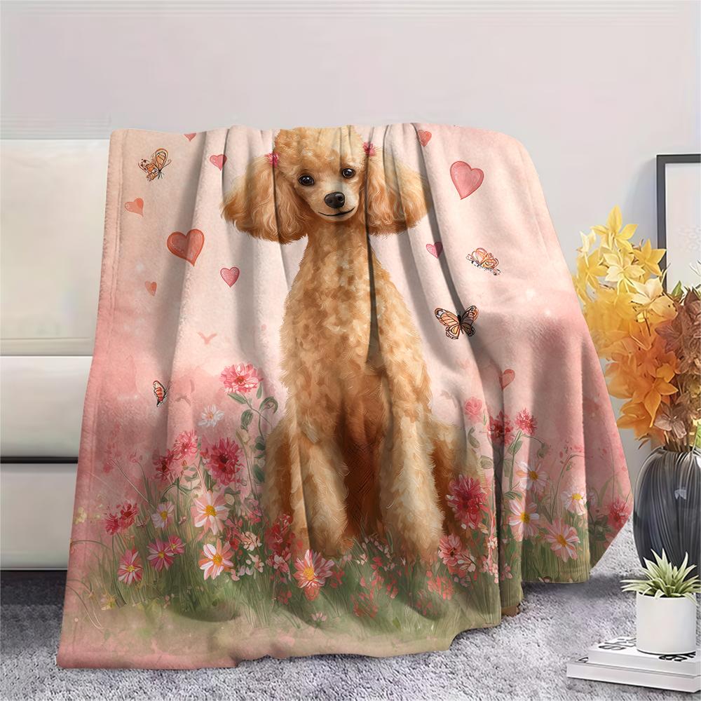 Pink Poodle,pattern Flannel Blanket, High quality Comfortable for All Seasons, Home Decor, Warmth and Comfort, Perfect for Gifts.