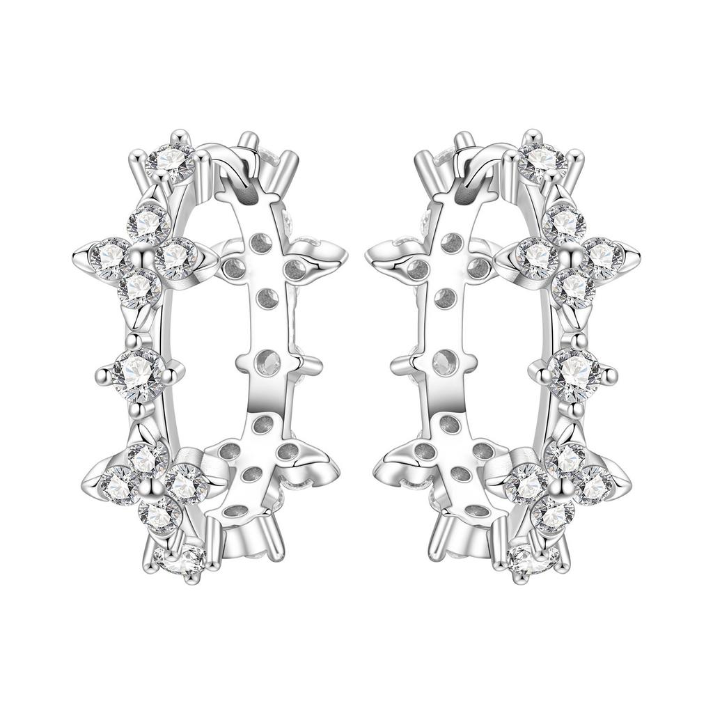 S925 Silver Vintage Lace Vine Earrings Colorful Floral Gemstone Hoop Earrings Jewelry Accessories