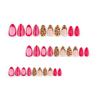 Rose Pink Leopard Stripes Whitening Wearable Nails Short Almond Nails Hot Girl 30 Nail Art Tablets
