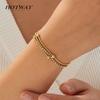 Snake Chain Bracelet Women Gold Plated Stainless Steel Cubic Zirconia Layered Tennis Chain Bracelets Jewelry