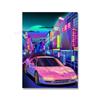 Современная живопись на холсте Искусство уличные гонки Токио Nissan GTR Synthwave Neon 80S Постер Украшение стены Искусство Гостиная Домашний декор