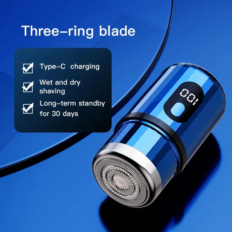 Mini Portable Electric Razor Rechargeable Digital Display Mens Shaver for Travel Outdoor Vehicle