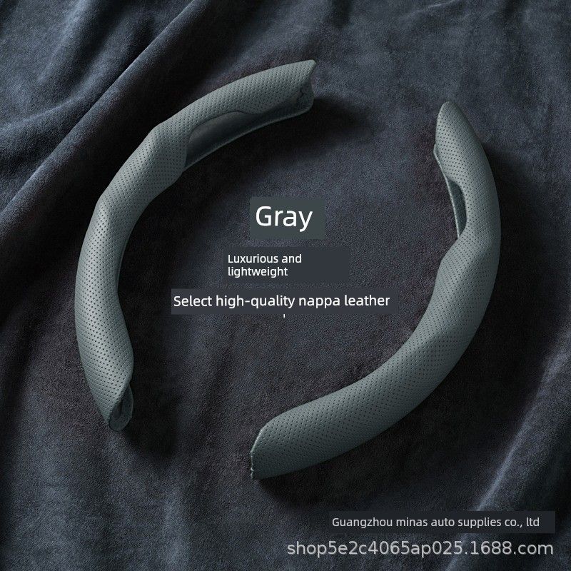 Car Steering Wheel Cover Round/D-Shaped Ultra-Thin Breathable Wear-Resistant Nappa Leather Handle Cover Non-Slip Sports Style Suitable for All Seasons