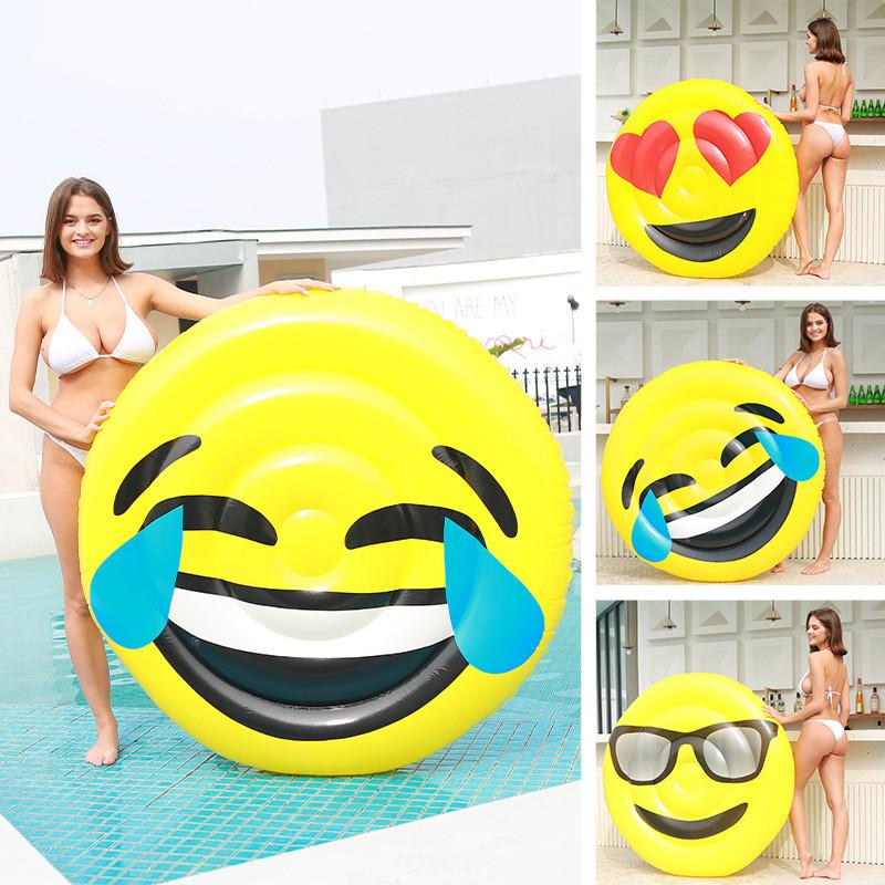 New Smiley Face Inflatable Ride-on Pool Float For Adults Eco-friendly Pvc Material Trendy Design