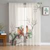 Chinese Style Plum Blossom Birds Flowers Sheer Curtains for Living Room Decoration Window Curtain Kitchen Tulle Voile Drapes