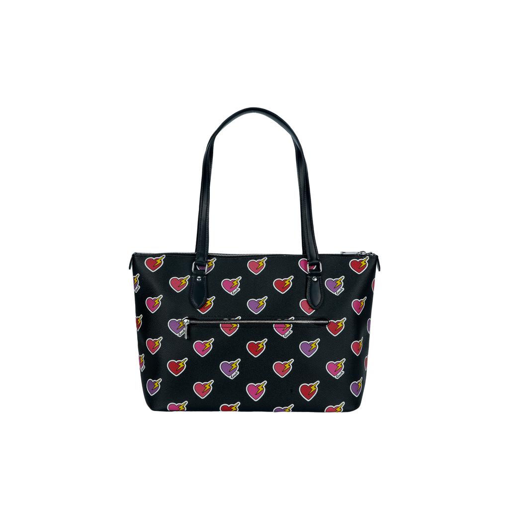 Coach Gallery 37 Сумка-тоут на молнии с принтом «Сердечный болт» Женские сумки-тоут Черный CW434-SVA47