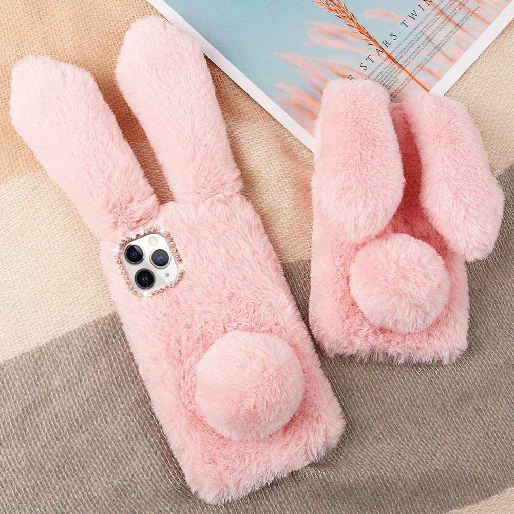 Пушистый чехол в виде кролика на iPhone 13 Pro Max 11 Pro 12 Pro Max XR XS MAX Samsung S21 Note 20 Ultra S20 Plus S20FE A51 A71