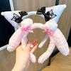 Autumn-Winter Kuromi Rabbit Ears Plush Bow Headband for Face Washing