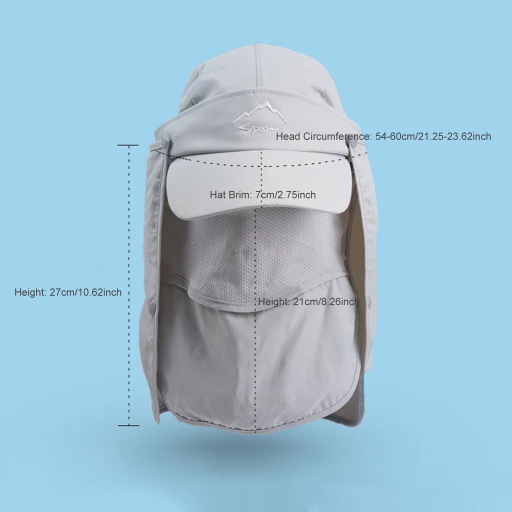 Sun Cap with Removable Face Neck Cover Flap Quick Dry Breathable Fishing Hat Summer Outdoor Sun