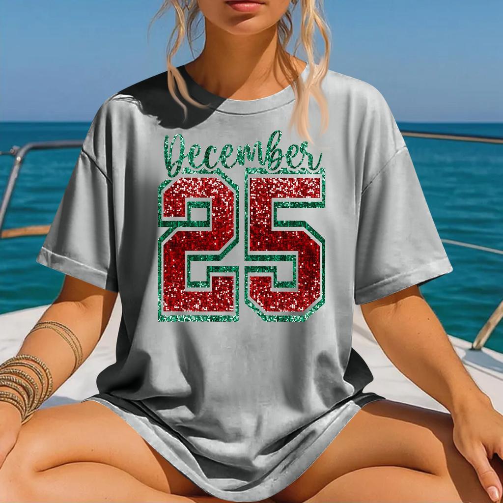 Women's Fashion Printed Round Neck Short Sleeve T-Shirt Pullover Top