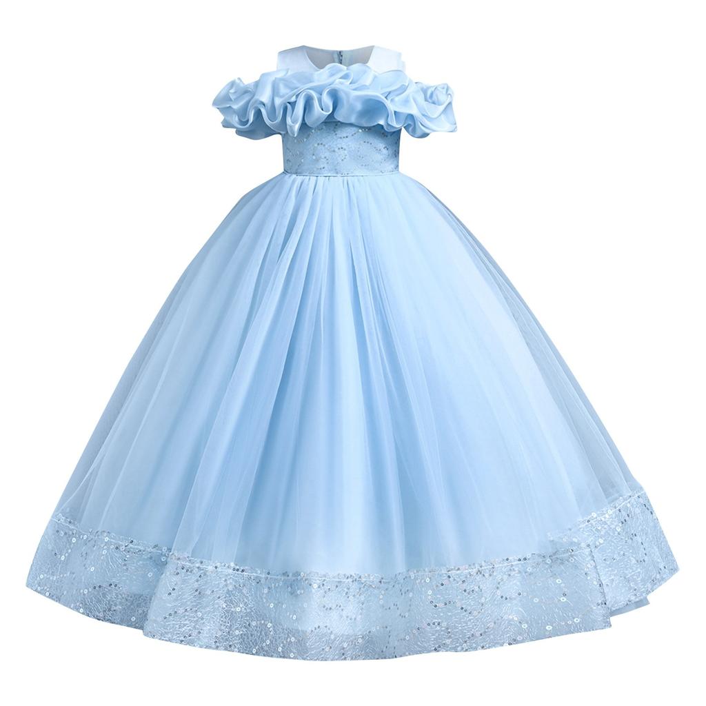 Детские платья, стильные платья принцесс, юбки с пайетками, костюмы для выступлений для детей среднего и старшего возрастаЮбки для девочек