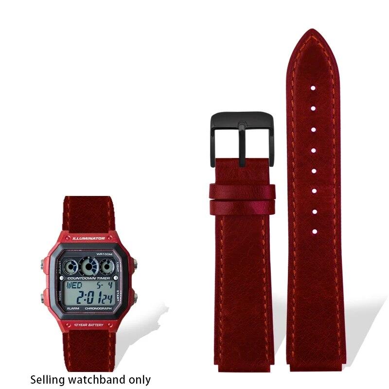 Ремешок из натуральной кожи в стиле ретро для Casio A158W A168/F91w/AE-1200WHD/A158/A159/A169/AE1200, винтажный ремешок-браслет для часов
