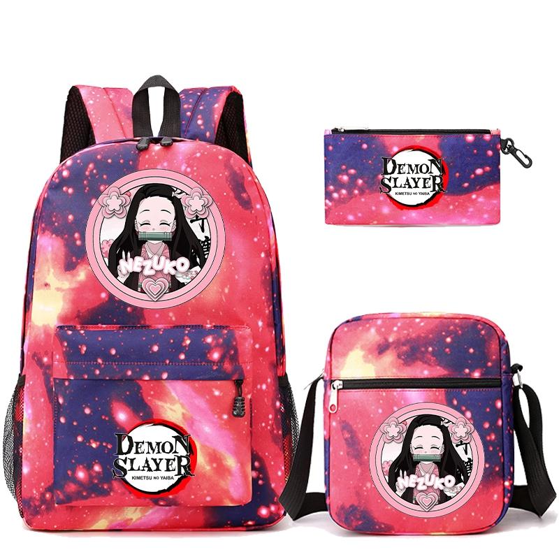 3 шт./компл. рюкзак «Убийца Демонов» в стиле аниме с сумкой на плечо, пенал для мальчиков и девочек, школьная сумка для книг, мужская и женская дорожная сумка