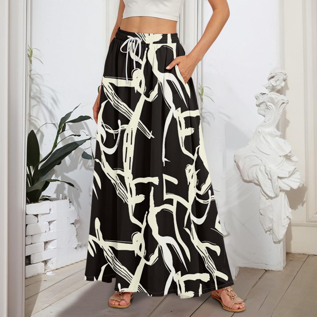 Женские струящиеся расклешенные юбки-макси с оборками и эластичным поясом, элегантные многослойные длинные юбки в стиле бохо