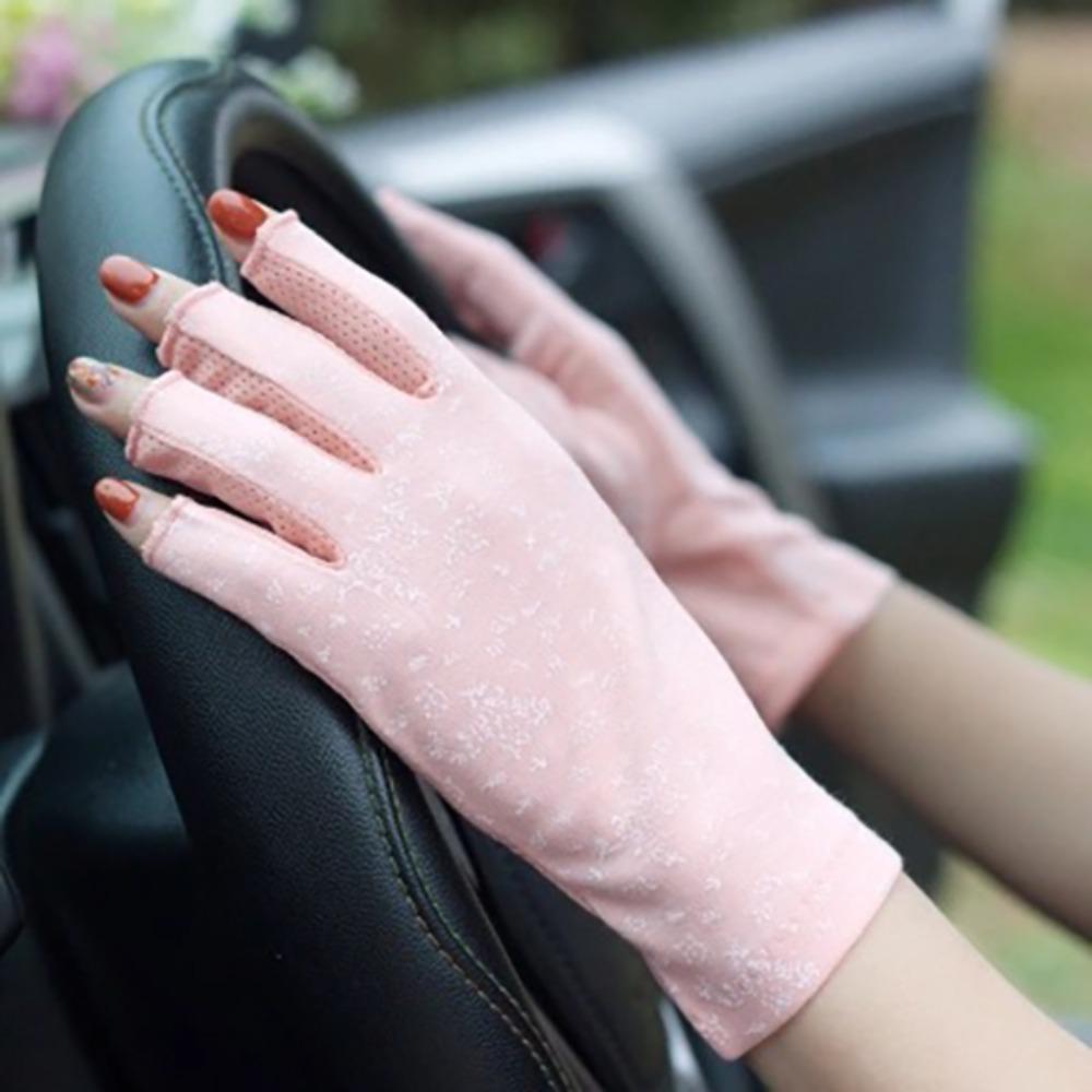 Half Finger Sunscreen Gloves Touchable Screen Nail Art Mittens New Nail Painting Gloves Summer
