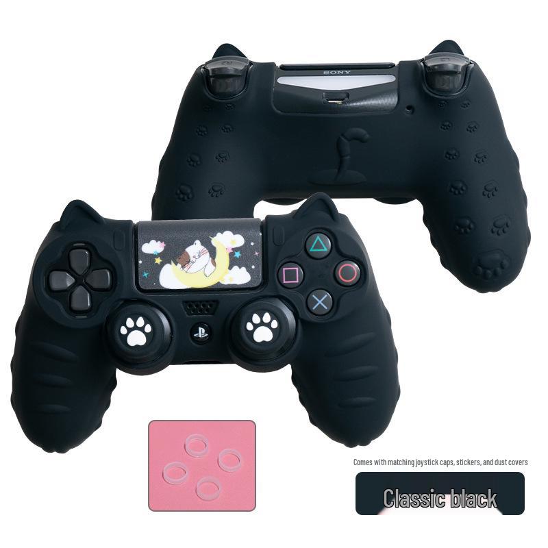 Мультяшный Милый Силиконовый Чехол для Геймпада PS4 с Колпачками на Стиках, Наклейками и Противопылевым Кольцом