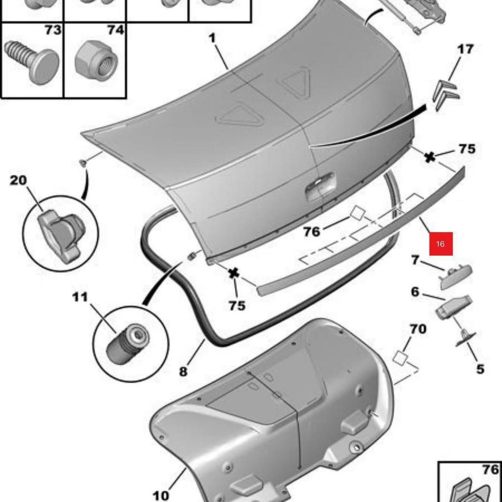 Декоративная накладка на заднюю дверь багажника Citroen C5 (8742N4)