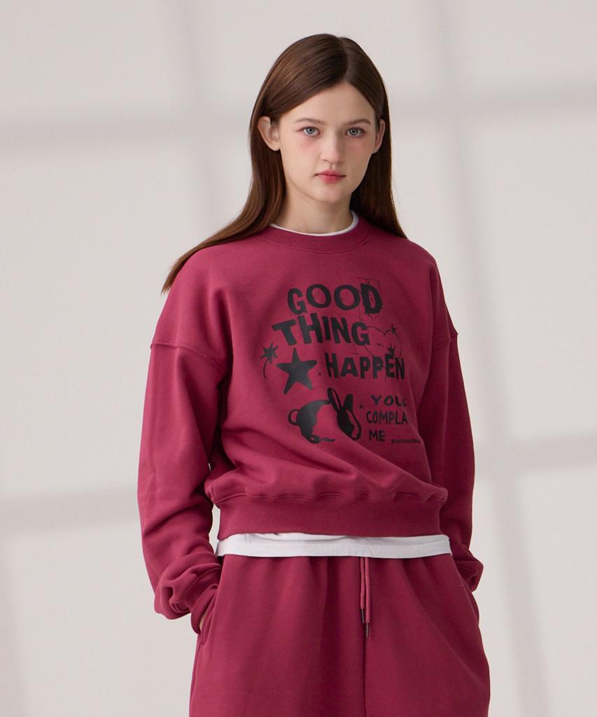 DANGLEDROP Dgdp Good Thing Crop Sweatshirt Pink