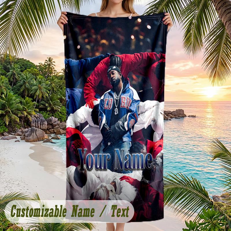 Kendrick Lamar Beach Towel, Personalized Custom Name Text, Quick Dry Large Absorbent Towel For Beach Pool