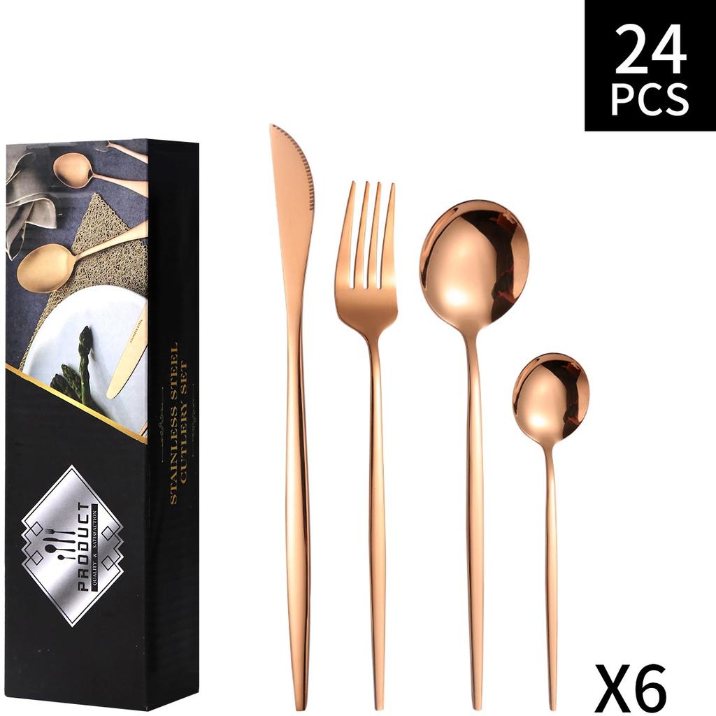 Набор столовых приборов Посуда из нержавеющей стали Набор из 24 ножей Вилки и ложки