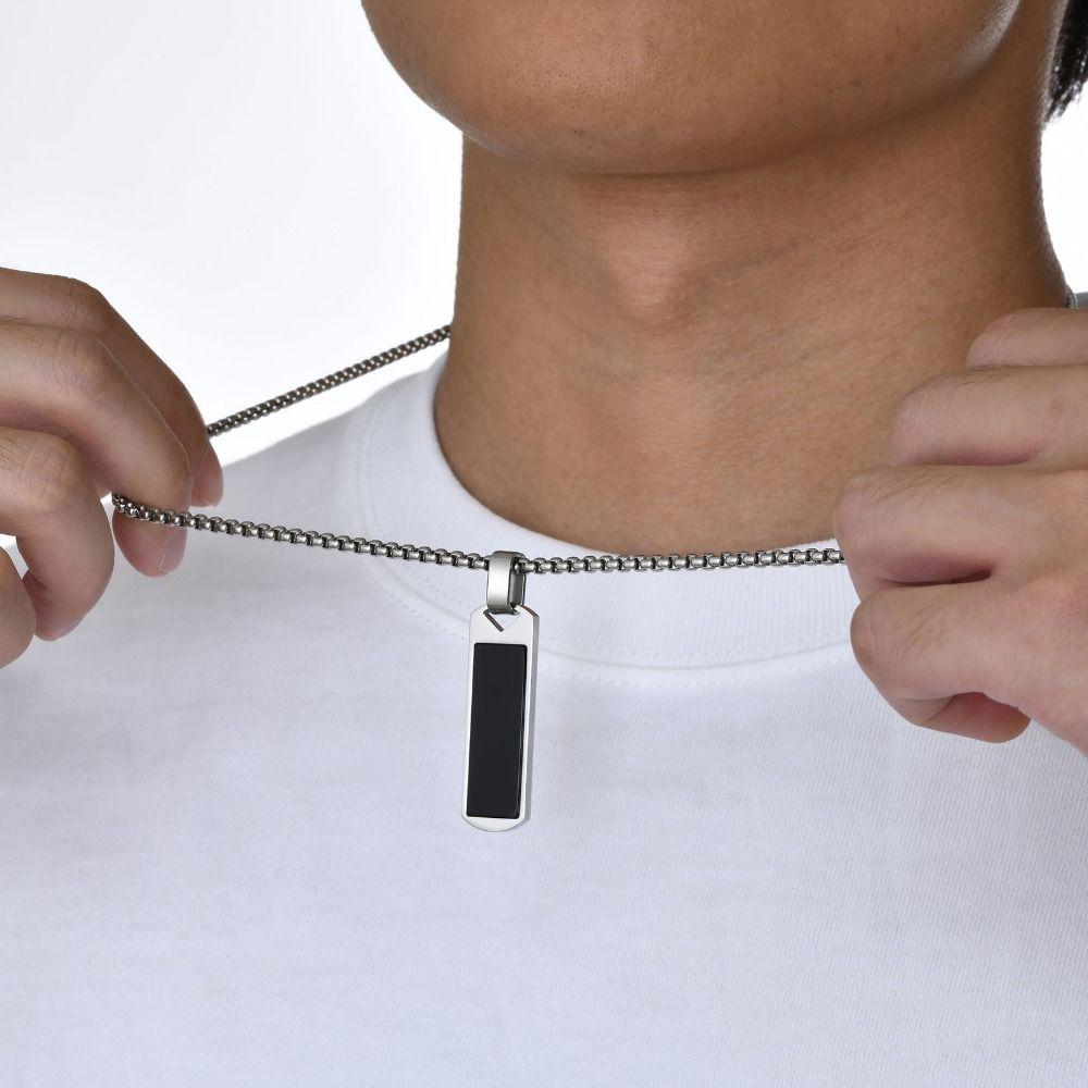 Trendy Lapis Lazuli Pendant Minimalist Stainless Steel Necklace Fashion Pendant Necklace Men