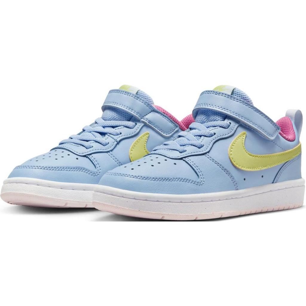 Nike Court Borough 2 Кожа Удобные Универсальные Нескользящие Амортизирующие Прочные Низкие Баскетбольные Кроссовки Детские кроссовки Синие BQ5451-405