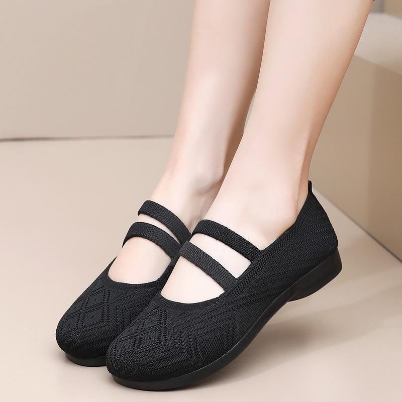Summer Old Beijing Cloth Shoes Women's Mesh Shoes Breathable Flat Heel Soft Sole Non-slip Hollow Middle-aged and Elderly Mother Shoes Comfortable Sand