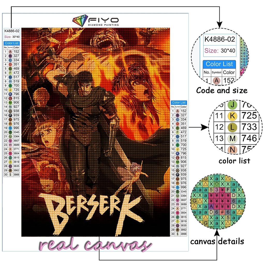 Алмазная картина Аниме Берсерк Алмазная мозаика Ремесло Алмазная вышивка Картина