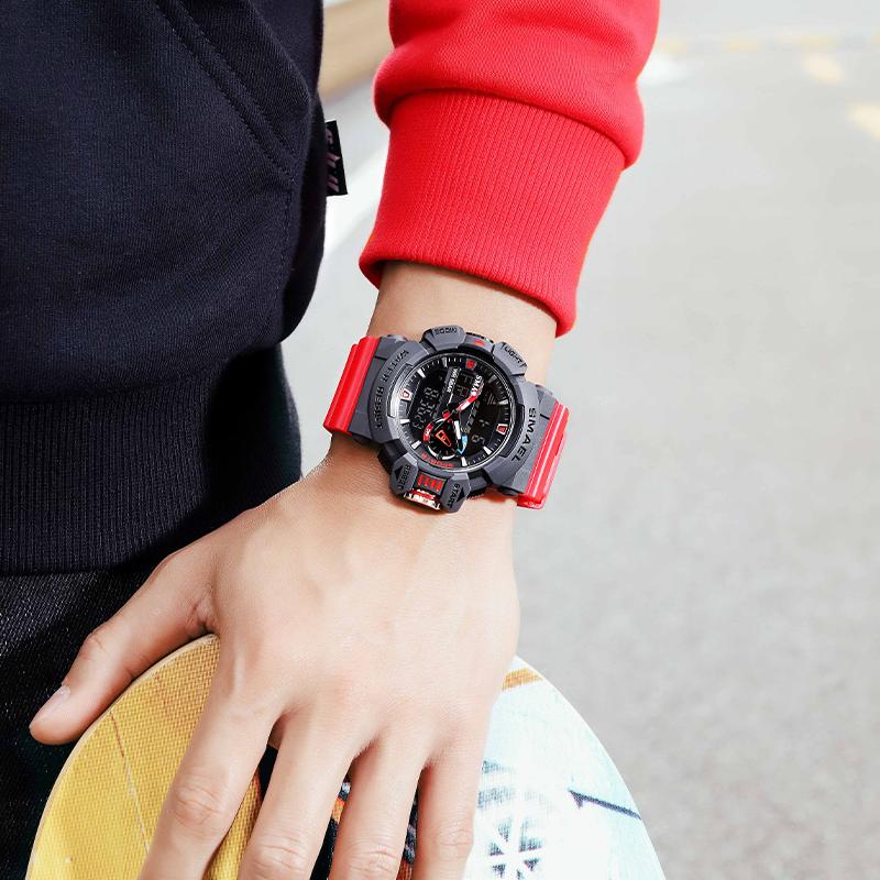 SMAEL Военные часы для мужчин, водонепроницаемые часы 50 м, цифровые наручные часы со светящимися стрелками, черный золотой резиновый браслет, 8043, спортивные часы