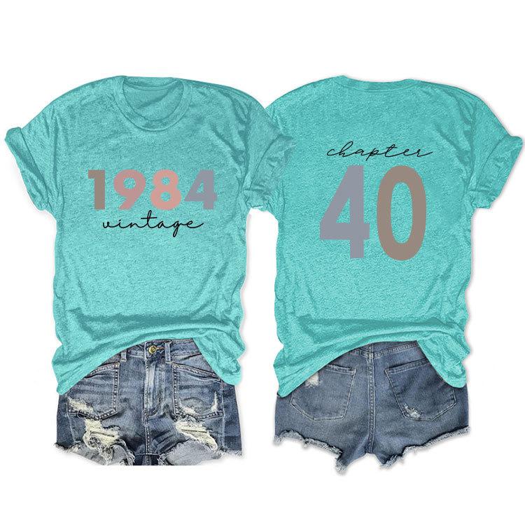 Summer O Neck Tshirt 1984 vintage chapter 40 Print loose trend short sleeve top