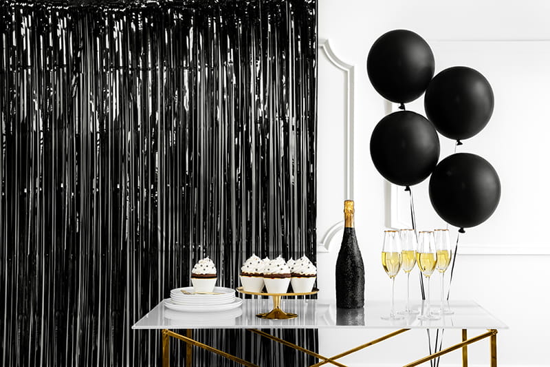 PartyDeco Party Curtain Black 90x250cm