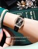 Женские часы SENO Retro Square Diamond с кожаным ремешком - Простой дизайн с кварцевым механизмом и бриллиантами.
