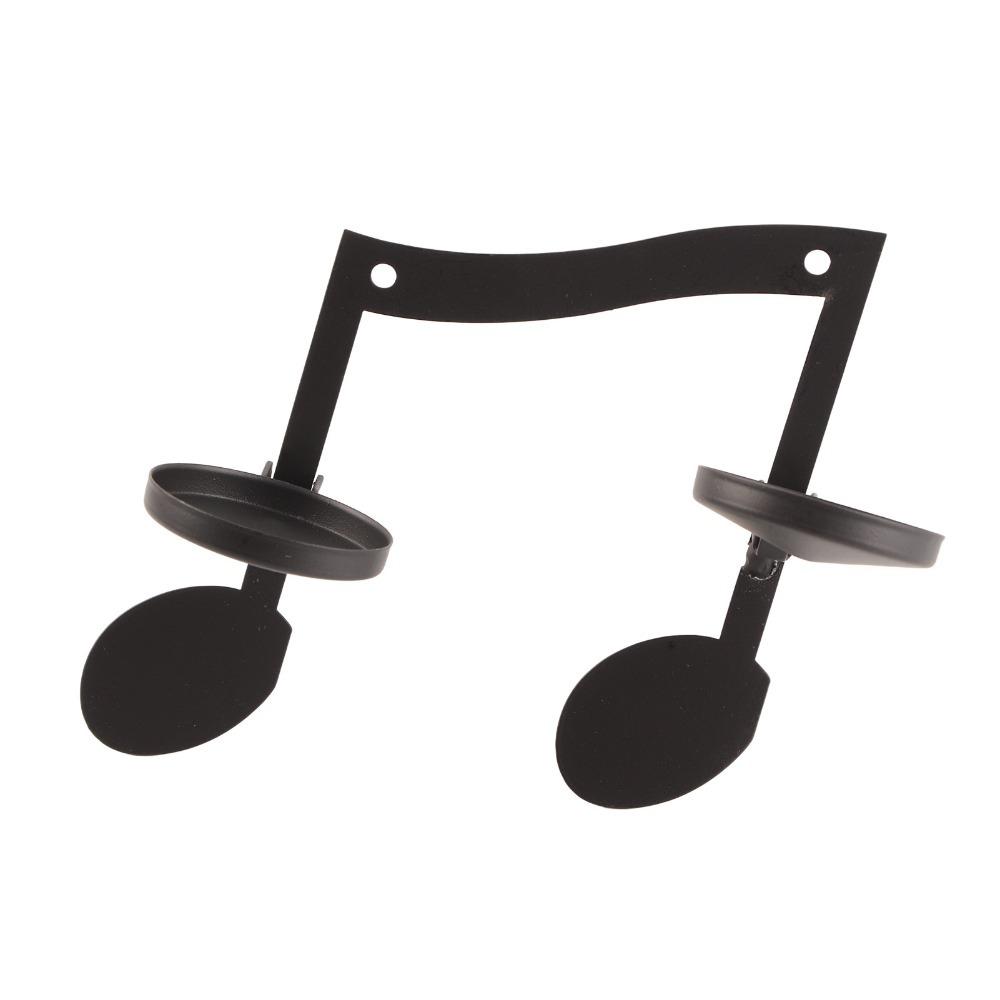 Metal Wall Mount Candle Holder Music Symbol Design Black Wall Lamp Candlestick Indoor Wall