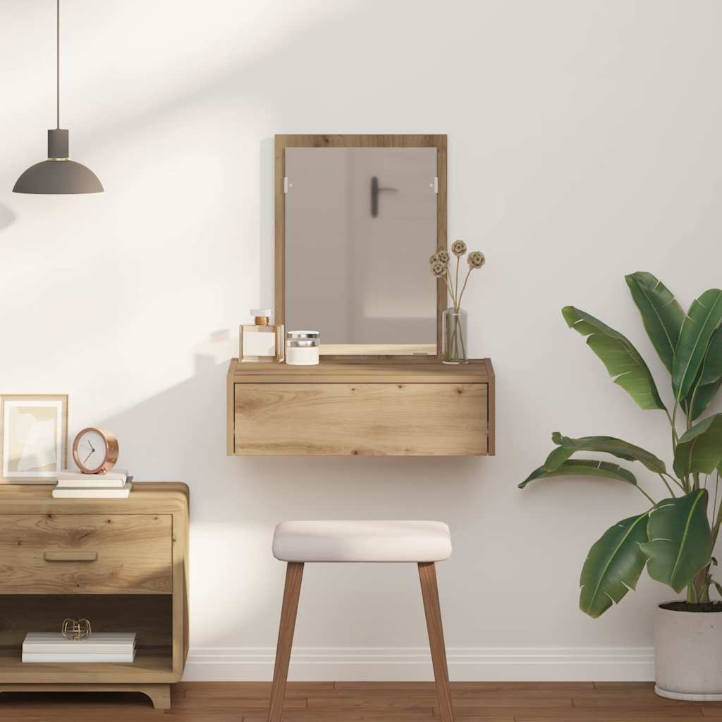 Makeup Table with Drawers Brown 60 x 40 x 70 cm Engineered Wood
